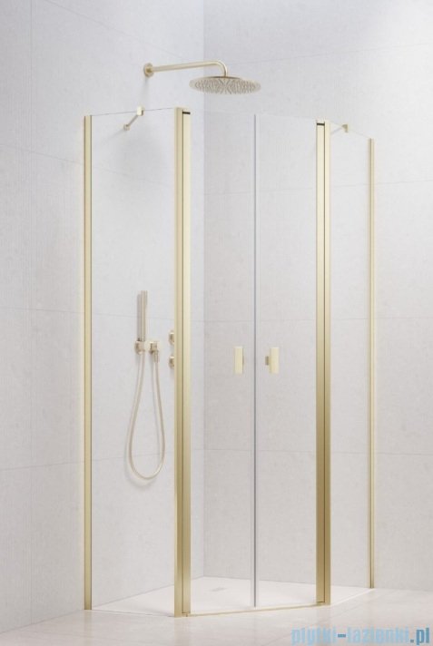 Radaway Nes Brushed Light Gold Ptd kabina pięciokątna 90x100cm szczotkowane jasne złoto 10051000-98-01/10051500-98-01