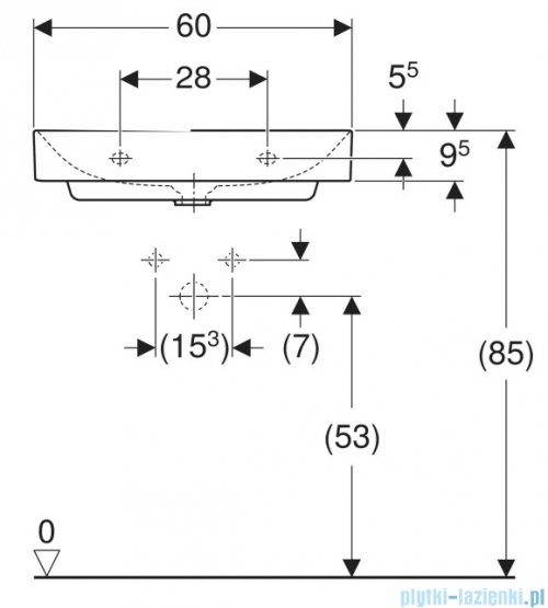 Geberit One Umywalka prostokątna z otworem na baterię 60x48cm KeraTect 505.020.01.1