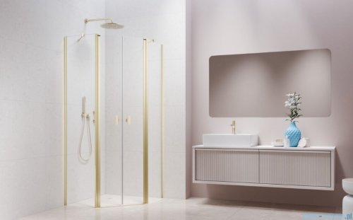 Radaway Nes Brushed Light Gold Ptd kabina pięciokątna 80x80cm szczotkowane jasne złoto 10051000-98-01/10051400-98-01