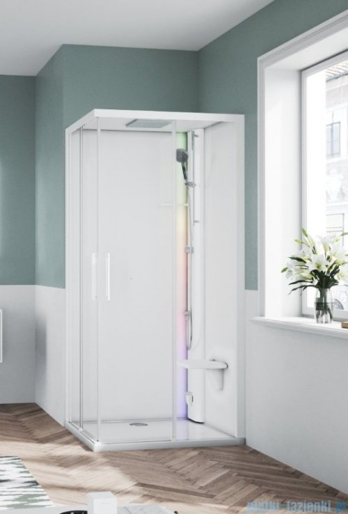 Novellini Glax 1 2.0 kabina z sauna parową 100x100 biała G21A100M5-1UU