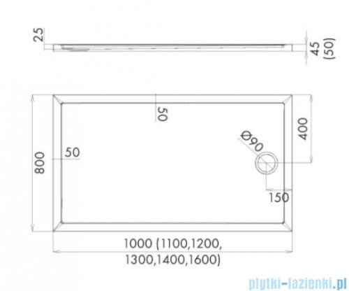 Schedpol Schedline Sharper brodzik prostokątny 80x160x4,5cm 3S.S2P-80160