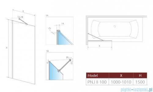 Radaway Modo New Gold Pnj parawan nawannowy 100cm L/P złoty połysk/szkło przejrzyste 10006100-09-01