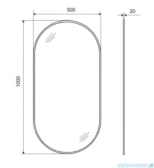 Excellent Revia lustro wiszące owalne 100x50 cm czarny mat DOEX.RE100.050.BL