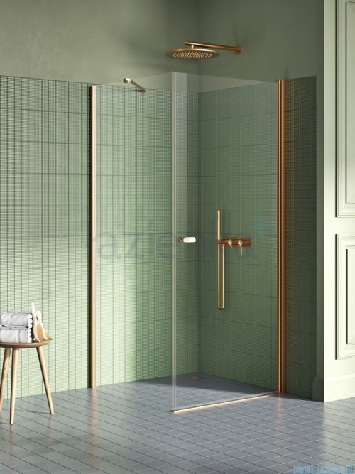 New Trendy New Soleo Copper Brushed 70x80x195 cm kabina wspornik skośny miedź szczotkowana/szkło przejrzyste K-2282