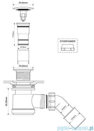McAlpine Syfon brodzikowy 50'' pokrywa kolorze antyczny brąz HC26CLAB