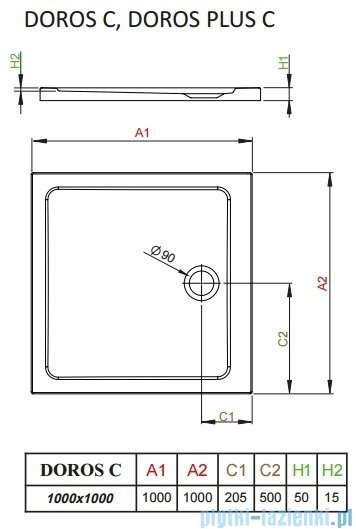 Radaway Arta Kdj II kabina 100x100cm prawa szkło przejrzyste + brodzik Doros C + syfon