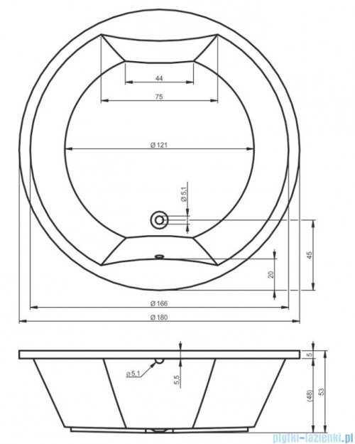 Riho Limited Carmen wanna okrągła 180cm z hydromasażem Thermae Line + zagłówki szare B038006005