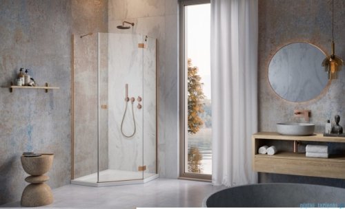 Radaway Essenza Ptj Brushed Copper kabina pięciokątna 80x90cm prawa szczotkowana miedź 1385010-93-01R/1385052-01-01