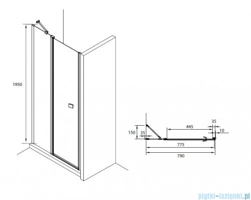 Roca Capital drzwi prysznicowe 80x200cm przejrzyste AM4608012M