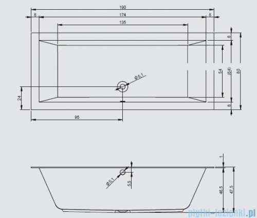 Riho Lugo wanna prostokątna 190X80 z hydromasażem TOP Hydro 6+4+2/Aero11 BT04T5