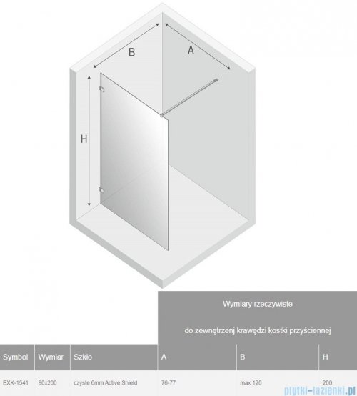 New Trendy Avexa kabina Walk-In 80x200 cm przejrzyste EXK-1541