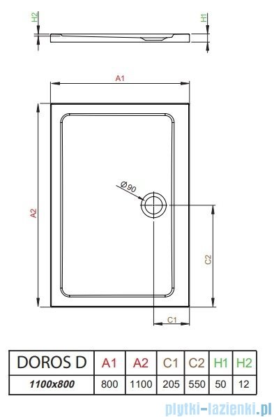 Radaway Doros D Stone brodzik 110x80x5 biały SDRD1180-01-04S