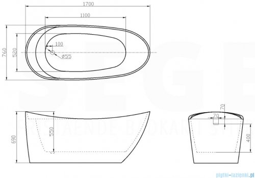 Segea wanna wolnostojąca 170x76 cm SGA‑519