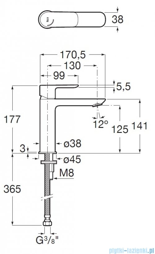 Roca Cala bateria umywalkowa sztorcowa Chrom A5A336EC0M