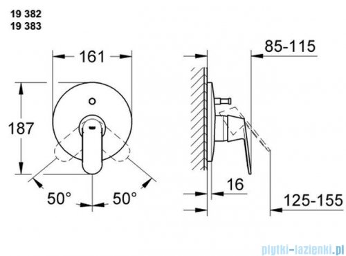 Grohe Eurosmart Cosmopolitan jednouchwytowa bateria prysznicowa bez elementów do zabudowy podtynkowej 19383000