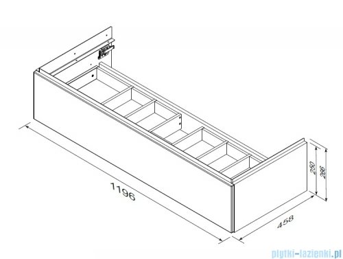 Oristo Etna Konsola podumywalkowa wisząca Ryflowana 120x45x25 szaroniebieski mat OR52-SD1S-120-16R