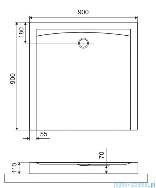 Excellent Forma Compact X brodzik kwadratowy 90x90 cm struktura, czarny mat BREX.1402.090.090.BLC