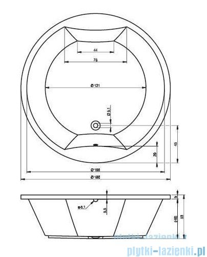 Riho Colorado wanna okrągła 180cm z hydromasażem FLOW lewa BB02005F2GF1009