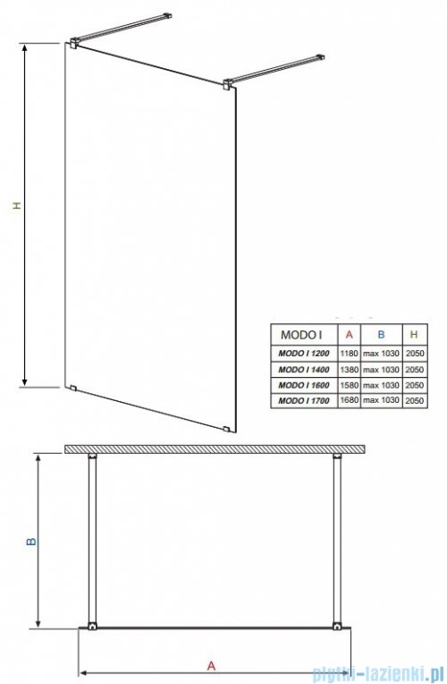 Radaway Modo I kabina Walk-in 120x205 przejrzyste 351124-01-01N