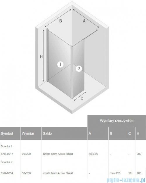 New Trendy New Modus kabina Walk-In 90x50x200 cm przejrzyste EXK-0017/EXK-0054