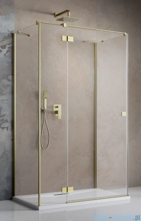 Radaway Essenza Brushed Gold Kdj+S kabina 75x100x75cm lewa szczotkowane złoto 1384049-01-01/1385022-99-01L/1384049-01-01