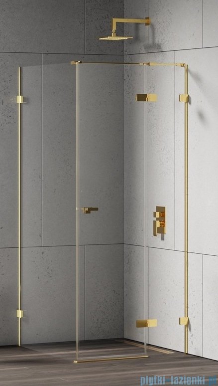 New Trendy Eventa Gold Shine kabina prysznicowa prostokątna 120x100x200 cm prawa przejrzyste Złoty połysk EXK-4746