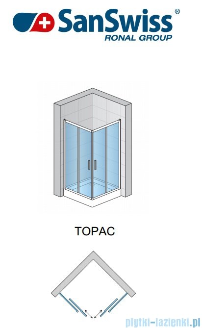 SanSwiss Top-Line TOPAC Wejście narożne 75cm profil połysk Prawe TOPD07505007
