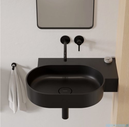 Omnires Ovo M+ umywalka nablatowa/wisząca prawa 66x44 cm black lava mat OVO645UWPBLV