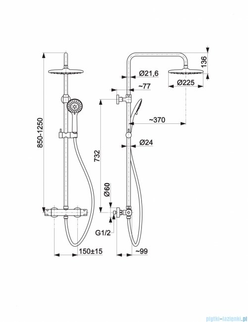 KFA MOZA CHROM deszczownia z baterią termostatyczną 5736-910-00