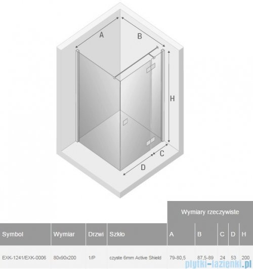 New Trendy Reflexa 80x90x200 cm kabina prostokątna prawa przejrzyste EXK-1241/EXK-0006