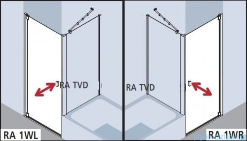 Kermi Raya Drzwi wahadłowe, 1-skrzydłowe, lewe, szkło przezroczyste z KermiClean, profile srebrne 75x200 RA1WL07520VPK