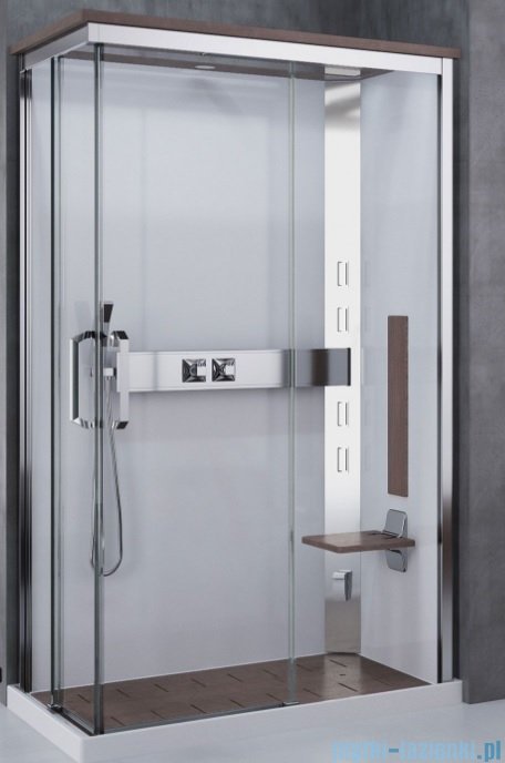 Novellini Nexis kabina prysznicowa z hydromasażem 120x80 prawa wood white NEXA120DT5-1KA