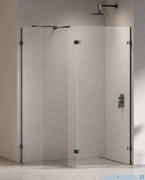 New Trendy Eventa Black Chrome kabina walk-in 100x110x200 cm z dodatkową ścianką przejrzyste czarny połysk EXK-6323/EXK-6331