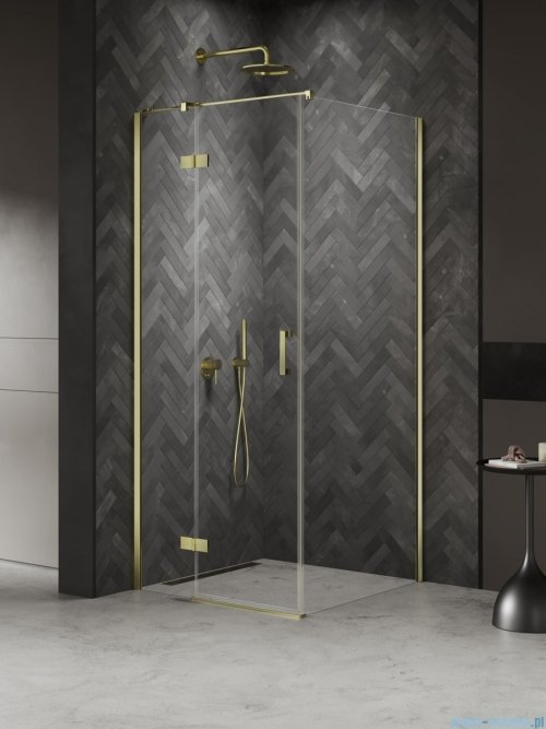 New Trendy Nesta Light Gold kabina 80x120x200 cm lewa wspornik równoległy złoty połysk/szkło przejrzyste K-4495