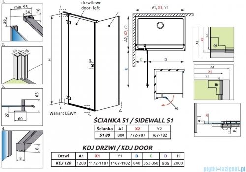 Radaway Essenza Kdj kabina 120x80cm prawa szkło przejrzyste 1385042-01-01R/1384051-01-01