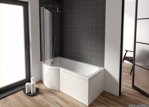 Besco Inspiro 170x70cm wanna z parawanem lewa + obudowa + syfon