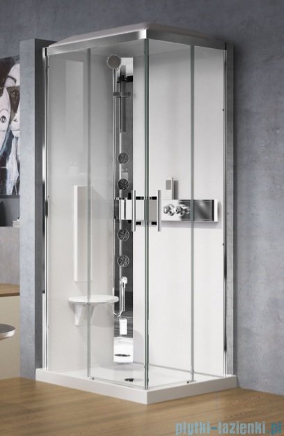 Novellini Glax 3 kabina z hydromasażem 90x70 lewa srebrny GL3A7099SM1-1B