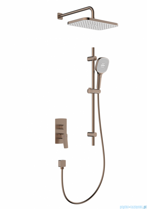 KFA MALAGA ROSE GOLD podtynkowy zestaw prysznicowy z baterią 3 funkcyjną i natryskiem przesuwnym różowe złoto szczotkowane 4529-301-34
