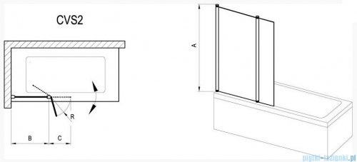 Ravak Chrome Parawan CVS2-100 L biały+transparent, lewy 7QLA0100Z1