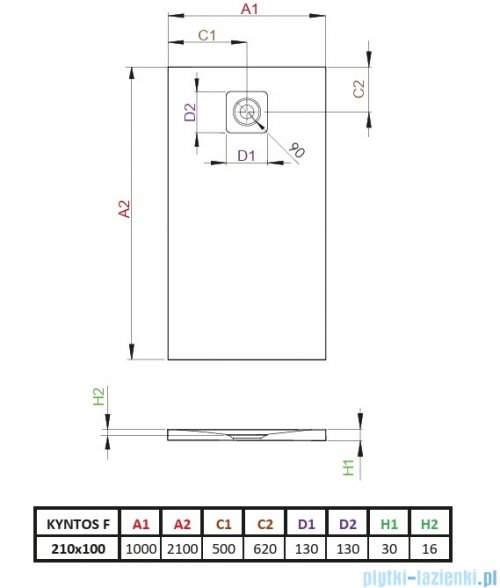 Radaway Kyntos F brodzik 210x100cm biały HKF210100-04