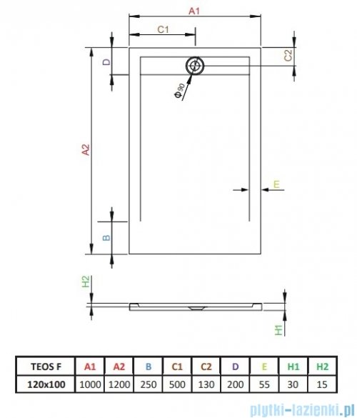 Radaway Teos F brodzik 120x100cm cemento HTF120100-74