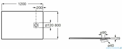 Roca Magma 120x80 cm brodzik prostokątny kompozytowy STONEX PERŁOWY APE014B032003630