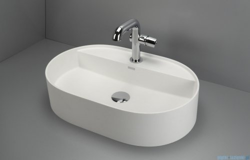 Deante SILIA Umywalka granitowa nablatowa z wyspą na baterię 55x35 cm alabaster CQS_AU6B