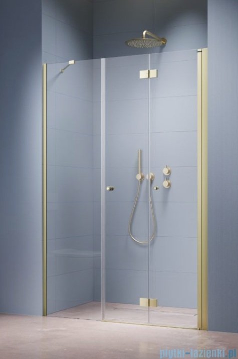 Radaway Nes Brushed Light Gold DWSB Drzwi wnękowe 100cm W2 prawe szczotkowane jasne złoto szkło przejrzyste 10044650-98-01R/10045350-01-01