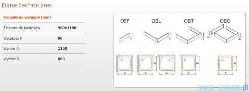 Sanplast Obudowa brodzika OBL 90x110x9 cm 625-400-1540-01-000