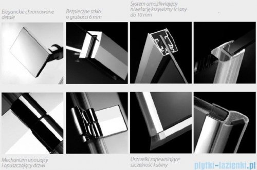 Radaway Almatea P Kabina półokrągła przyścienna 100x90 szkło przejrzyste 30722-01-01N
