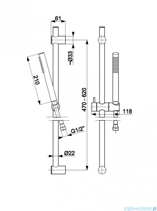 KFA MOZA PREMIUM BRUSHED GOLD zestaw prysznicowy przesuwny złoty szczotkowany 841-363-31