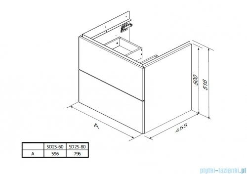 Oristo Etna szafka podumywalkowa wisząca 80x50x45 piaskowy mat OR52-SD2S-80-10