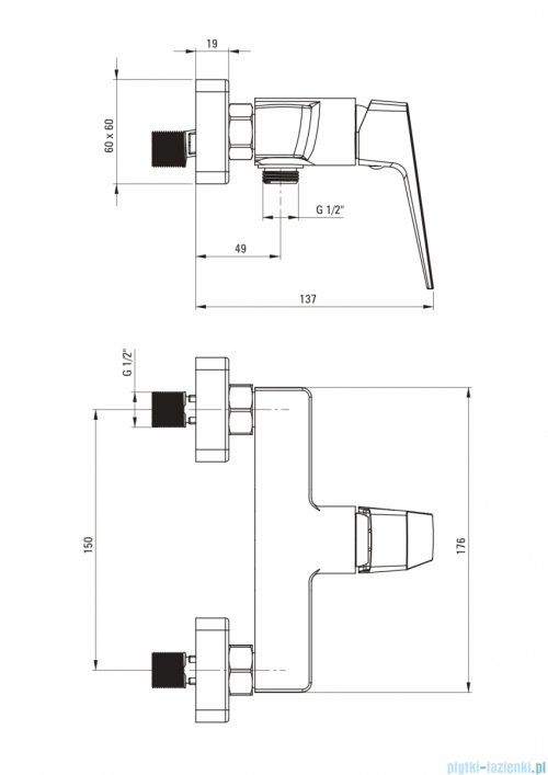Deante BLUR Bateria prysznicowa ścienna nero BQL_N40M