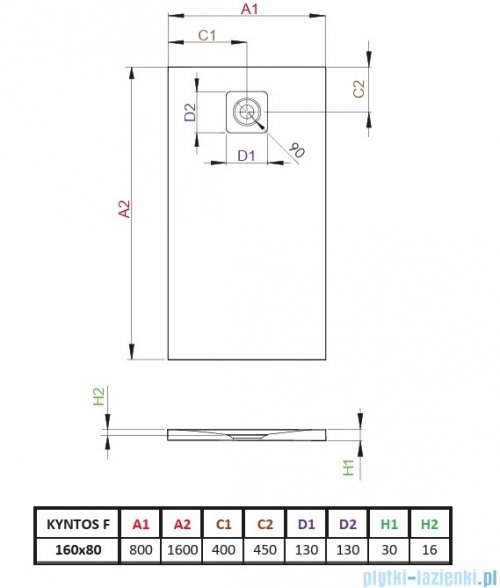 Radaway Kyntos F brodzik 160x80cm biały HKF16080-04